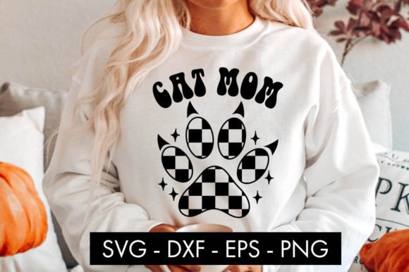 Cat Mom Checkered Paw SVG Cut File PNG Graphics and Crafts Review