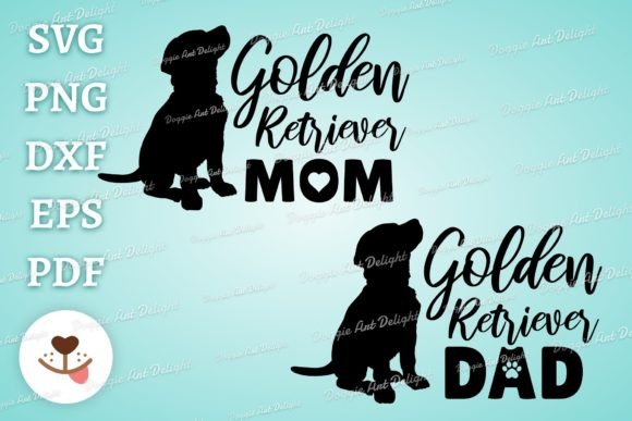Golden Retriever Mom Dad Png Svg Dxf Graphics