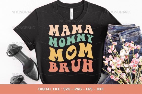 Mama Mommy Mom Bruh Heart Svg, Groovy