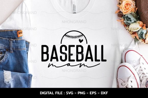 Minimal Baseball Mom Sport Heart Svg Graphics and Crafts