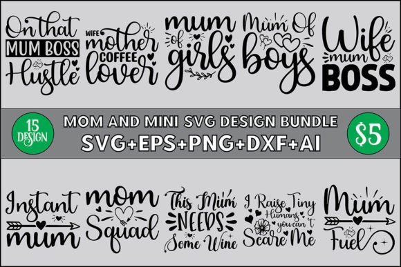 Mom and Mini Svg Design Bundle for Graphics and Crafts