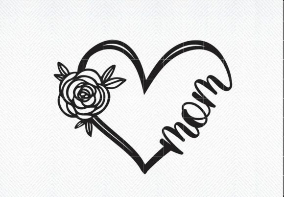 Mom Flower Heart SVG, Digital Download Graphics and Crafts