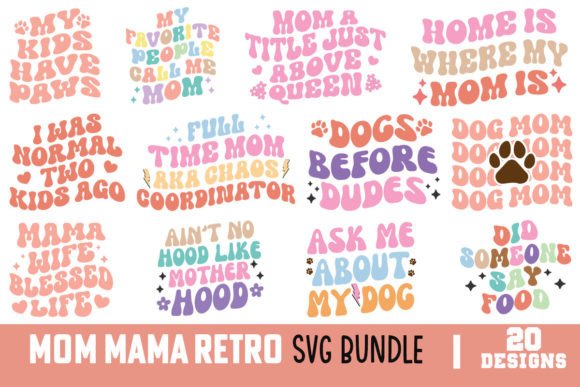Mom Mama Retro SVG Bundle: Graphics and Crafts for Local Brands