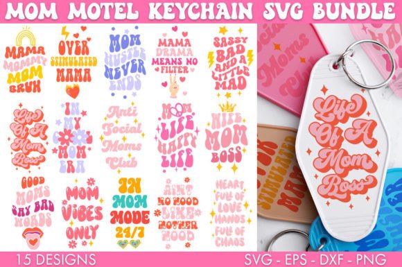 Mom Motel Keychain SVG Bundle Graphics and Crafts